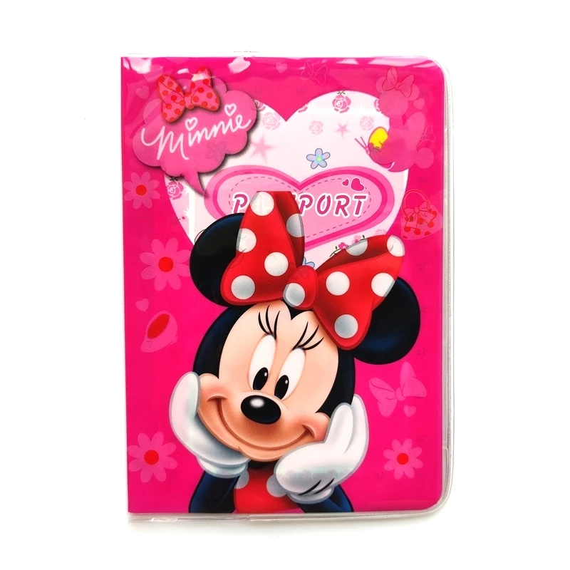 Disney PVC Passport Cover Frozen Elsa Mickey Winnie Cartoon Print Girls