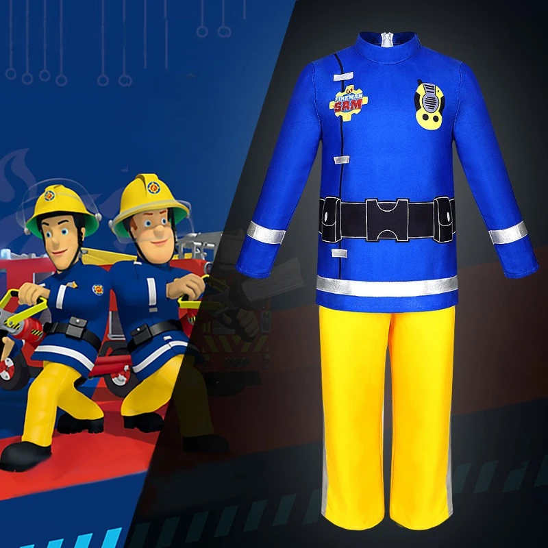 Anime Fireman Sam Costume Cosplay Festa Dei Bambini Stage Performance Vestiti Bambini Tuta Halloween Gioco Di Ruolo Party