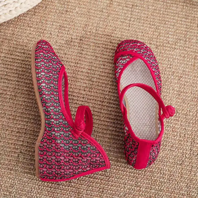 Zapatos de tela con suela plana de malla para mujer, zapatillas transpirables antideslizantes de suela suave, envío gratis