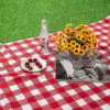Red White Gingham Rectangular Tablecloth Disposable Plastic Table Cover with Stamping for Picnic Barbecue Kitchen Holiday Party 5