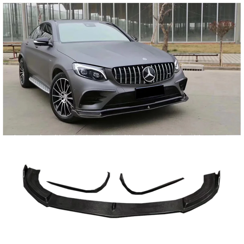 

For Mercedes-Benz GLC300 GLC260 GLC200 GLC43 2016-2019 Real Carbon Fiber Car Bumper Front Lip Splitter Diffuser Knife Cover