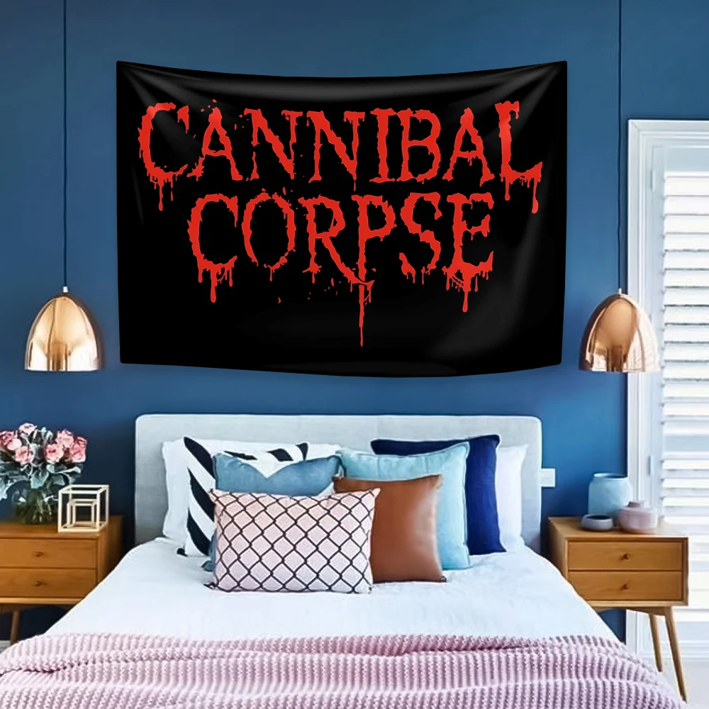 Tapestry Decorations Heavy Metal Band Tapestry Cannibal Corpse Rock Music Home Decor Aesthetics Wall Hanging Covering Cloth Dormitory Background