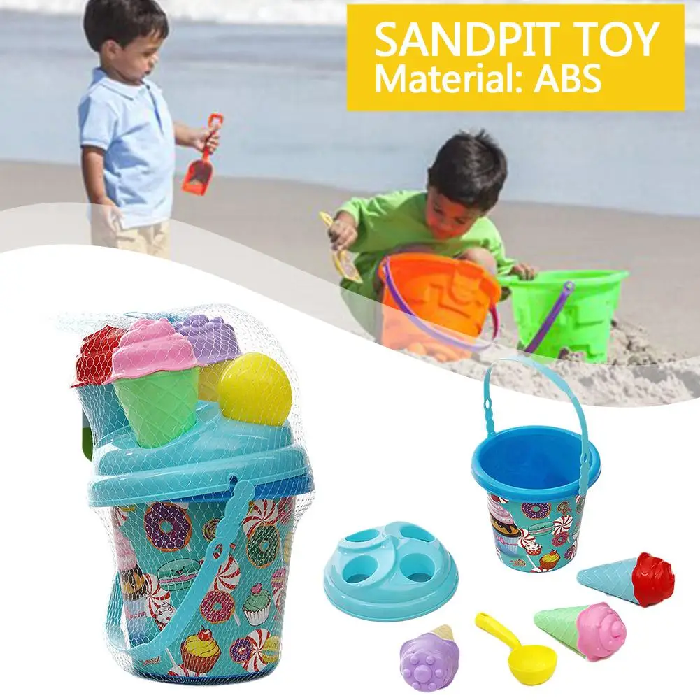 

8Pcs/Set Children Outdoor Beach Ice Cream Bucket Model Summer Children Sandpit Toy Beach Color Play Toys Play Sand Random N5N3