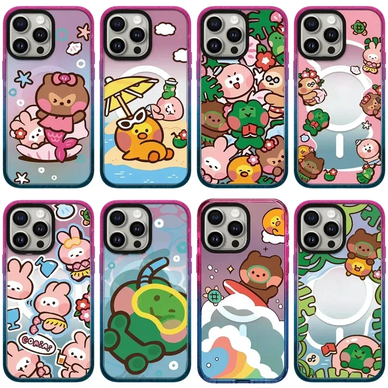 

2.5 Acrylic Colorful Border Cartoon Summer Diving iPhone 12 13 15 14 Pro Max Protective Case, Fits iPhone 15 Pro Max