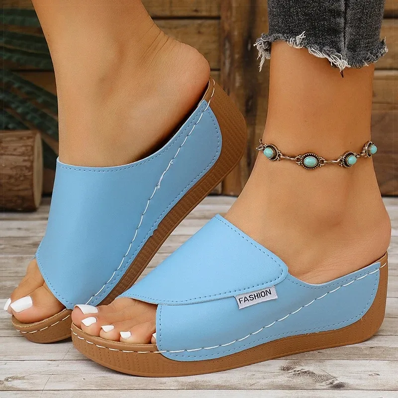 2025 New Shoes Summer Slippers Women's Sandals Heeled Sandals for Ladies Shoes Casual Soft Wedges Platforms Sandals