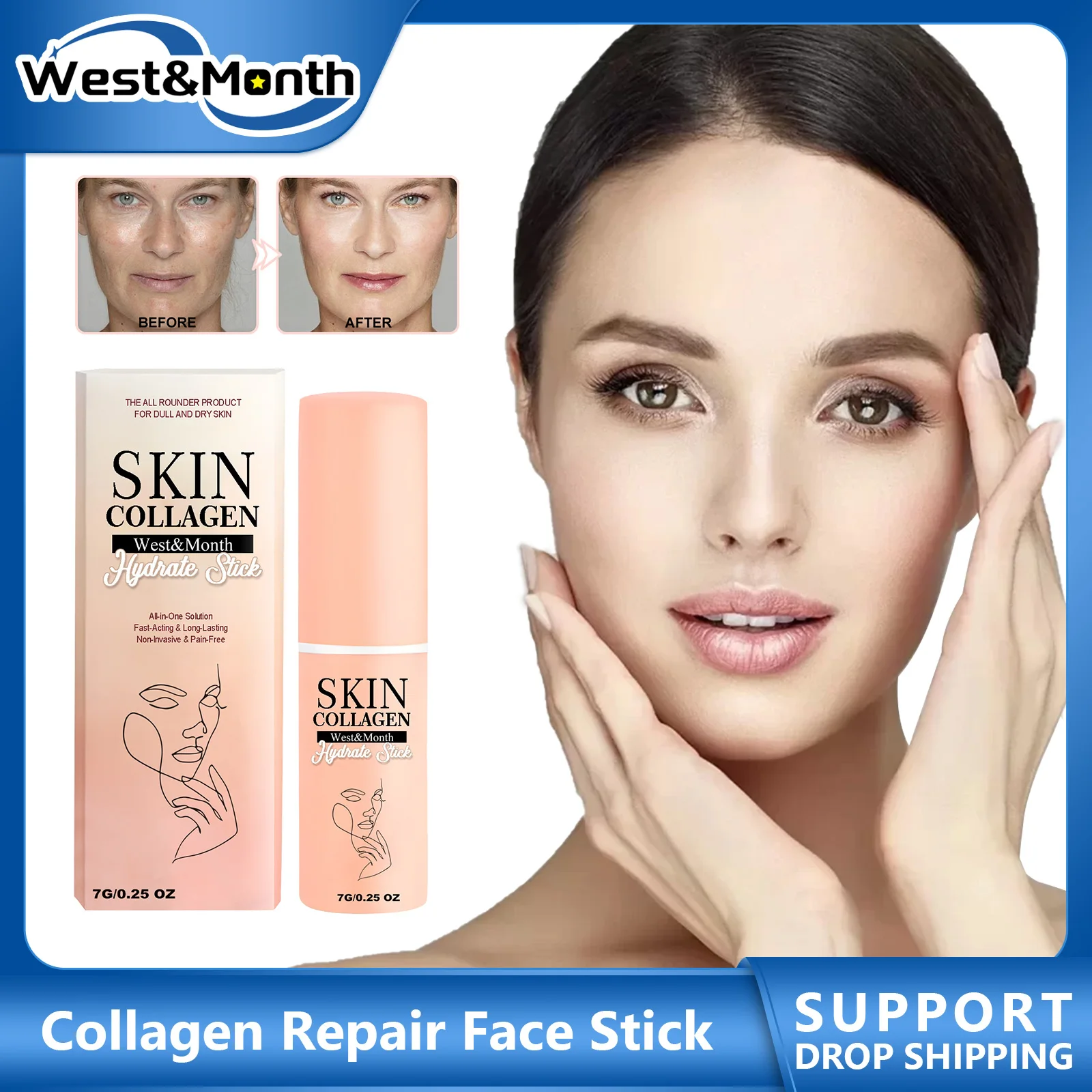 Collagen Balm Stick Anti Aging Wrinkle Removal Reduce Fine Lines Repair Redness Acne Primer Makeup Moisturizing Face Cream Stick