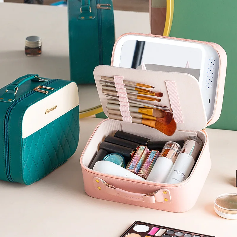 Cosmetic bag with LED light, hard cosmetic case, travel storage box, dimmable mirror cosmetic case 5