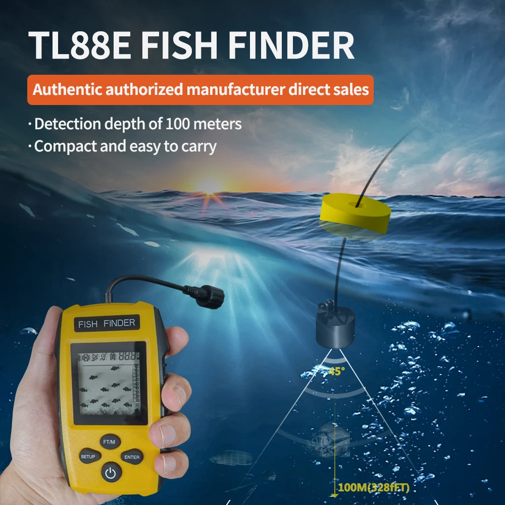 PUPOPAN smart handheld Fish Finder Portable Fishing Kayak Fishfinder Fish Depth Finder Fishing Gear with Sonar Transducer