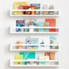 24-Inch Children's Bedroom Wall Bookcase (Set of 4), White Floating Baby Bookcase, Large Wooden Wall Bookcase and Toy Organizer 1
