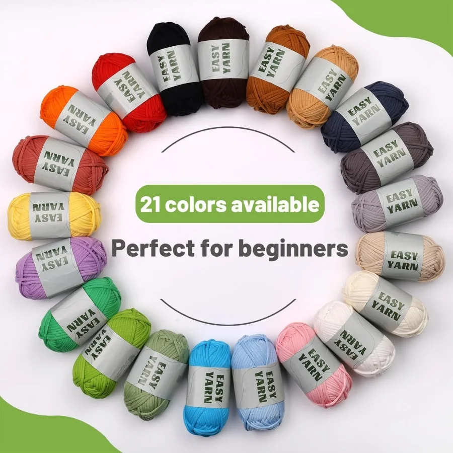 MIUSIE 4Pcs 50g Beginners Crochet Yarn Easy Beginner Yarn Easy-to-See Stitches Cotton-Nylon Blend Yarn for Crochet Kit Making 4