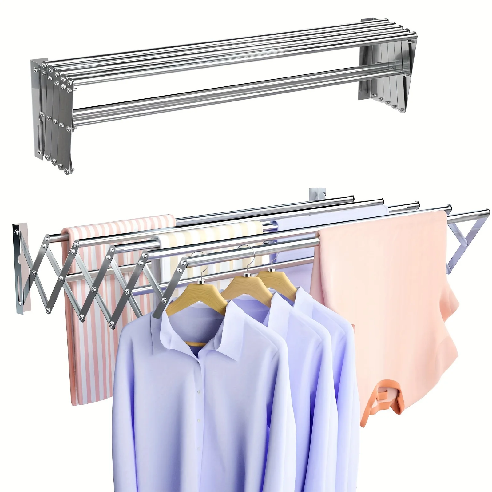 Wall Mounted Clothes Drying Rack, Foldable Wall Mount Laundry Drying Rack Folding Indoor, Rack Clothing Collapsible,