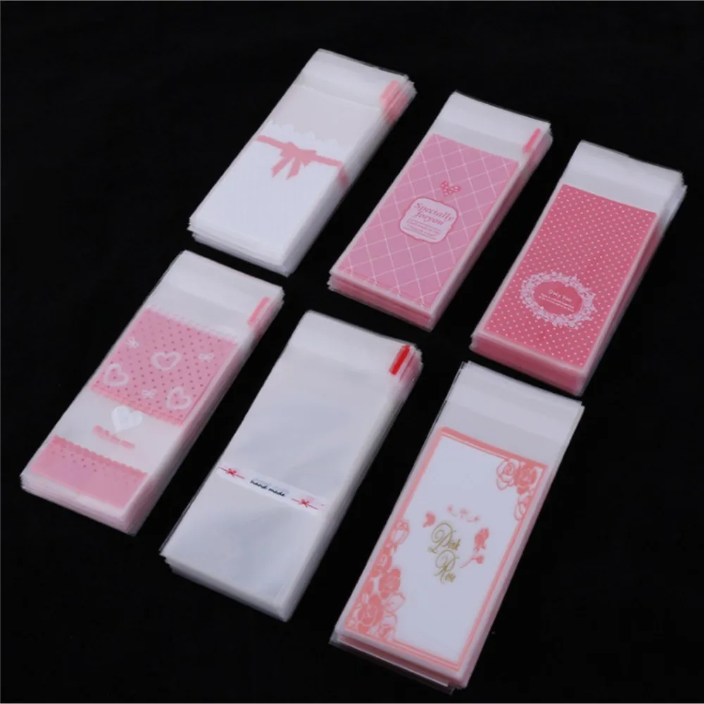 100Pcs 5x10cm Heart Transparent Plastic Self Adhesive Bag Self Sealing Small Bags For Jewelry Packaging Supplies Wholesale