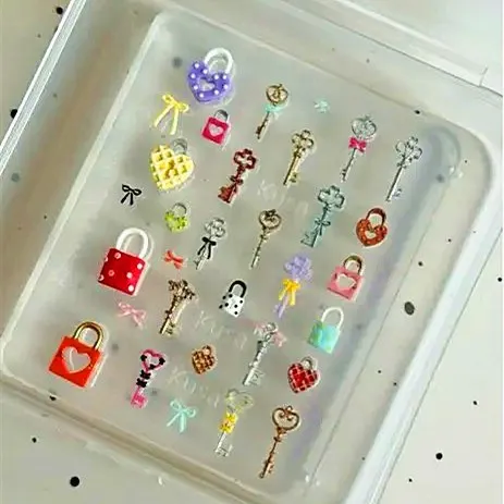 1개 과일 버튼 키 잠금 고양이 리본 3D 아크릴 몰드 네일 아트 장식 네일 DIY 디자인 실리콘 네일 템플릿 네일 몰드