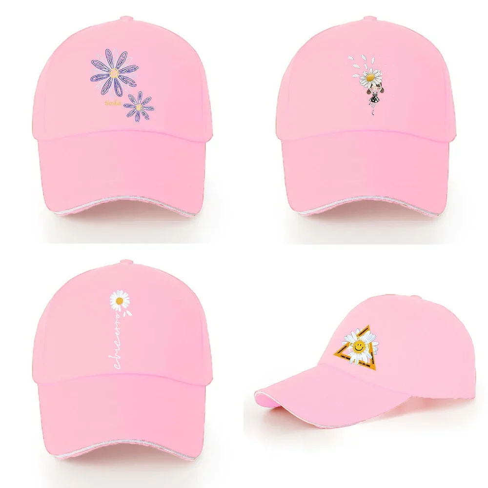 

Hat Baseball Caps Adjustable Sport Summer Sun Hats Daisy Pattern Series Hip Hop Snapback Caps Cute Pink Sweet Style Hat