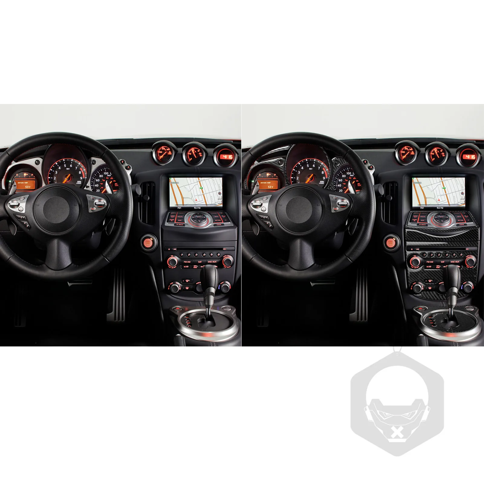 For NISSAN 370Z Z34 2009+ Central Control Gear Shift Knob Air Conditioning Navigation Lifting Real Carbon Fiber Sticker Trim