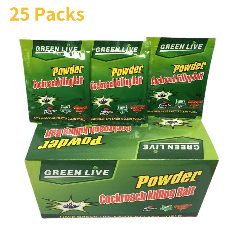 25Packs Anti cockroaches Green Leaf Powder Cockroach Killer Bait Repeller Killing Trap Pest Control Killing Roaches