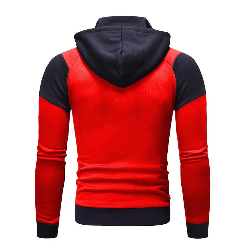 

Men Coat Fashionable Men's Autumn Winter Hoodie Pants Suit with Splicing Zipper Coat Elastic Waist Drawstring Pants Set Sports