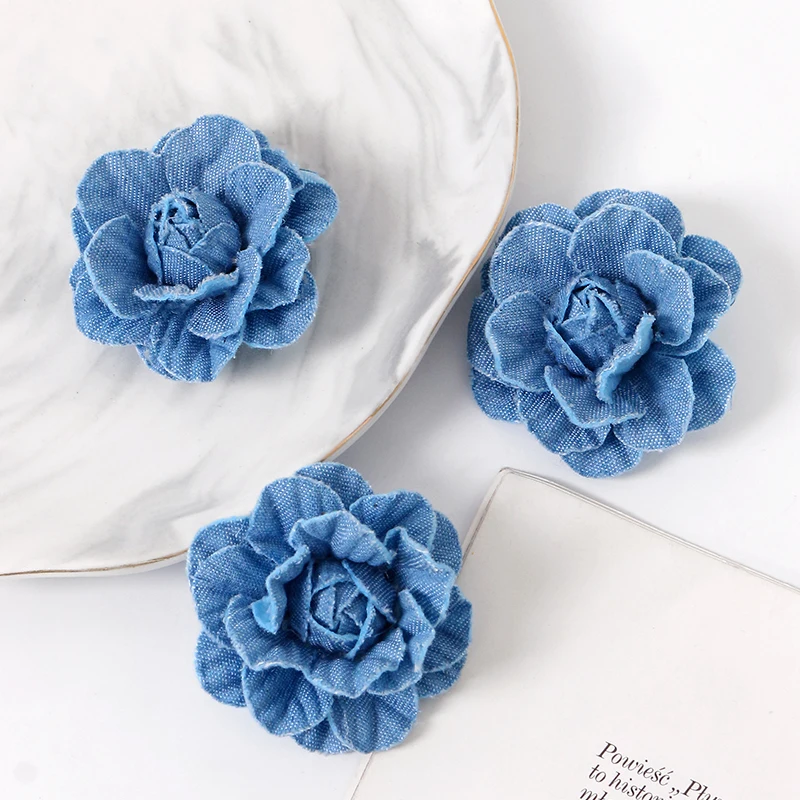 2/5Pcs Denim Stoff Künstliche Blume Kleidung Hüte Kleid Dekoration Hause Hochzeit Zimmer Handwerk Dekor DIY Haar Zubehör liefert – Detail 11
