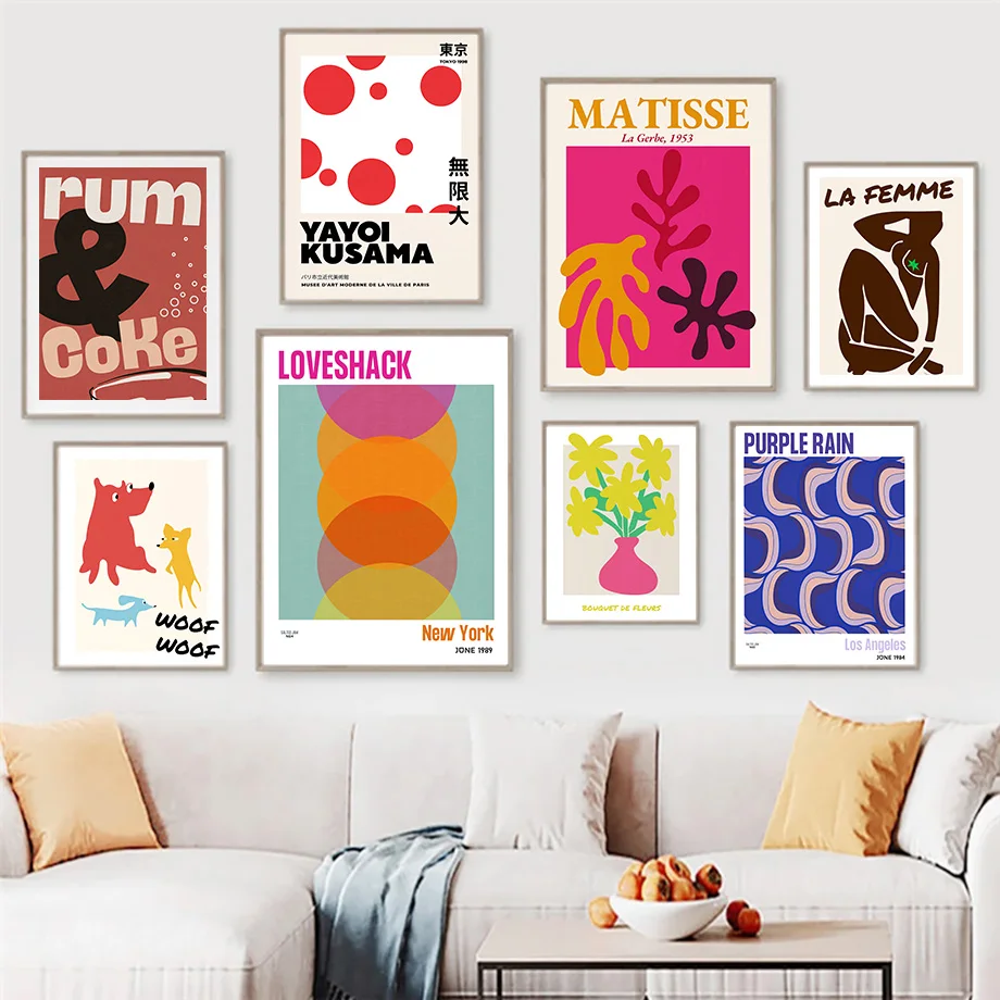 

Vintage Posters And Prints Vase Yayoi Kusama Matisse Boho Wall Art Canvas Painting Nordic Wall Pictures Living Room Decor Frame