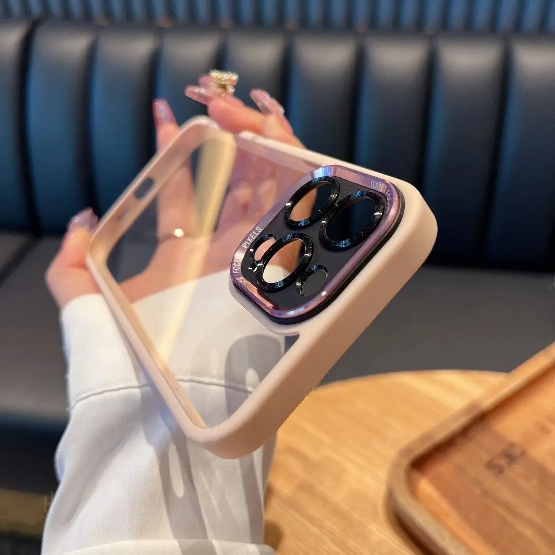 Suitable for 15promax phone case simple transparent hundred fine hole iPhone14pro/13 protective case 15promax 14promax 13promax