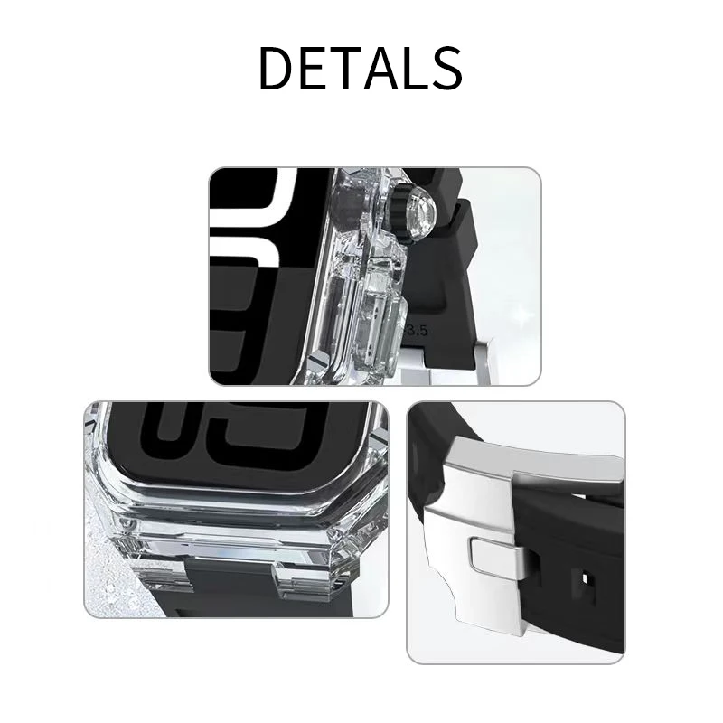 Luxury Transparent Modification Kit Case for Apple Watch with Silicone Strap