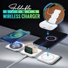 

2 in 1/3 in 1 Foldable Wireless Charger Station Silicone Portable Magnetic Attraction Function for Mobile Phone Watch Devices