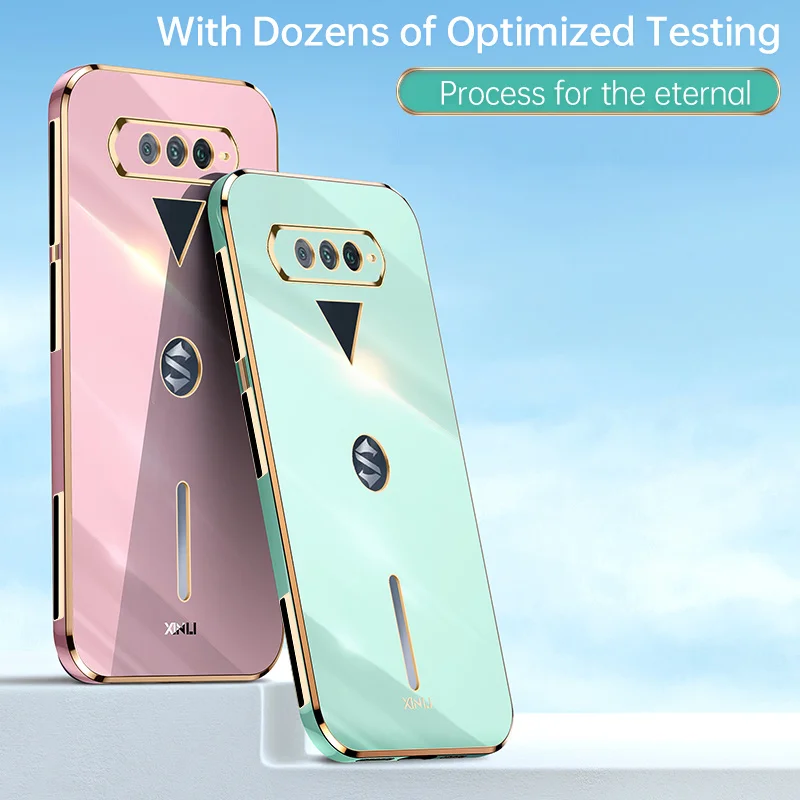 Luxurious Golden Edge Liquid Silicone Shockproof Phone Case - Soft TPU Cover