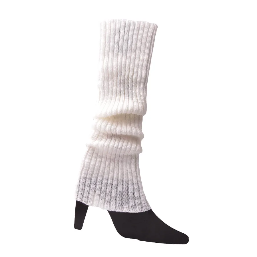 Leg Warmers Women Halloween 80s Neon Colored Knit Ribbed Bright Footless Socks Punk Black Knee High Gothic Hip-hop Rock