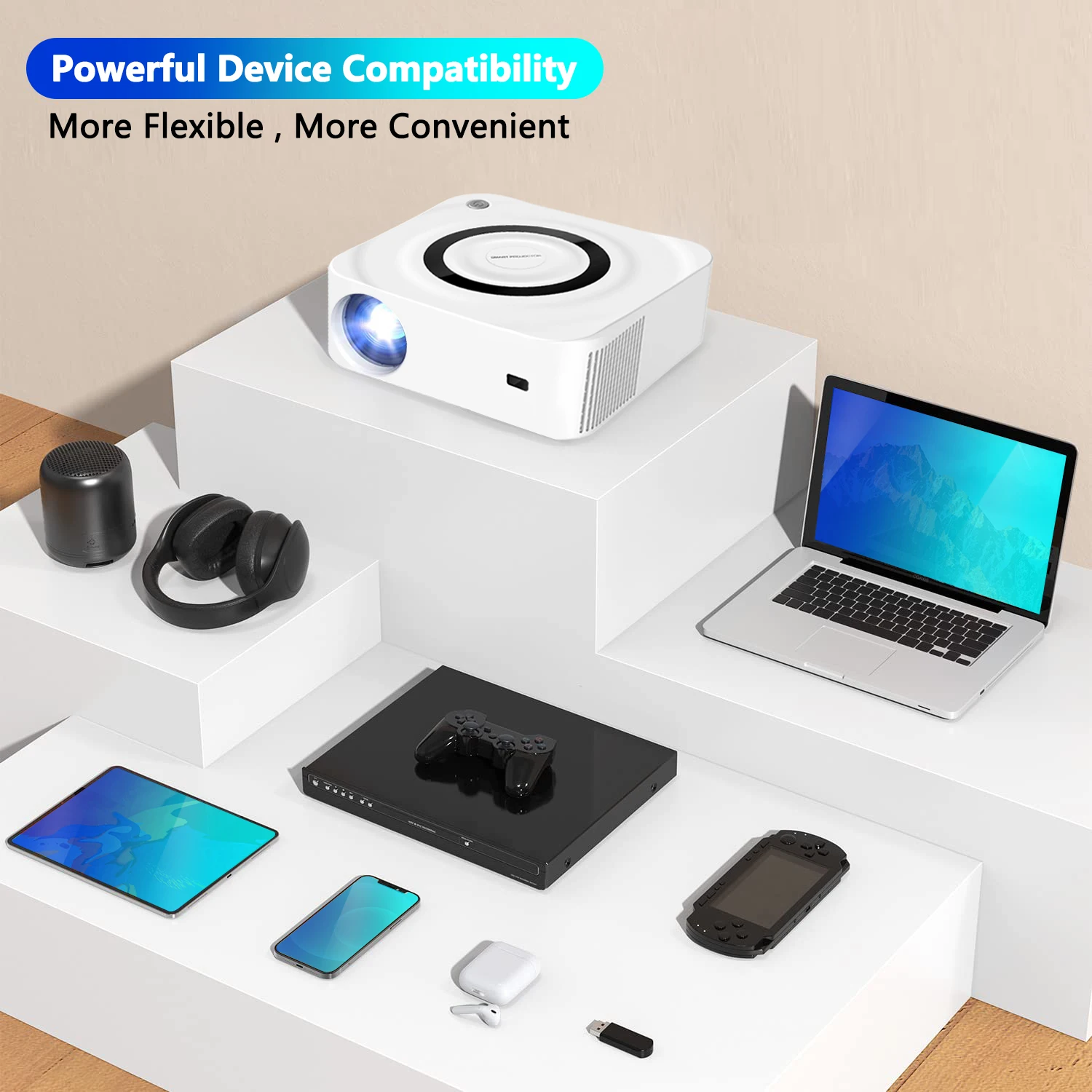 Mini Projector, LED Projector Vivicine Y9 Android 11.0 Full HD 1080p Home Theater Projector Phone Sync WIFI LED Multimedia Video Game Projetor Beamer