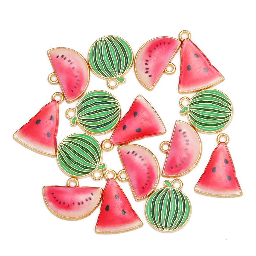 10Pcs Lovely Watermelon Fruit Cherry Peach Enamel Alloy Pendant
