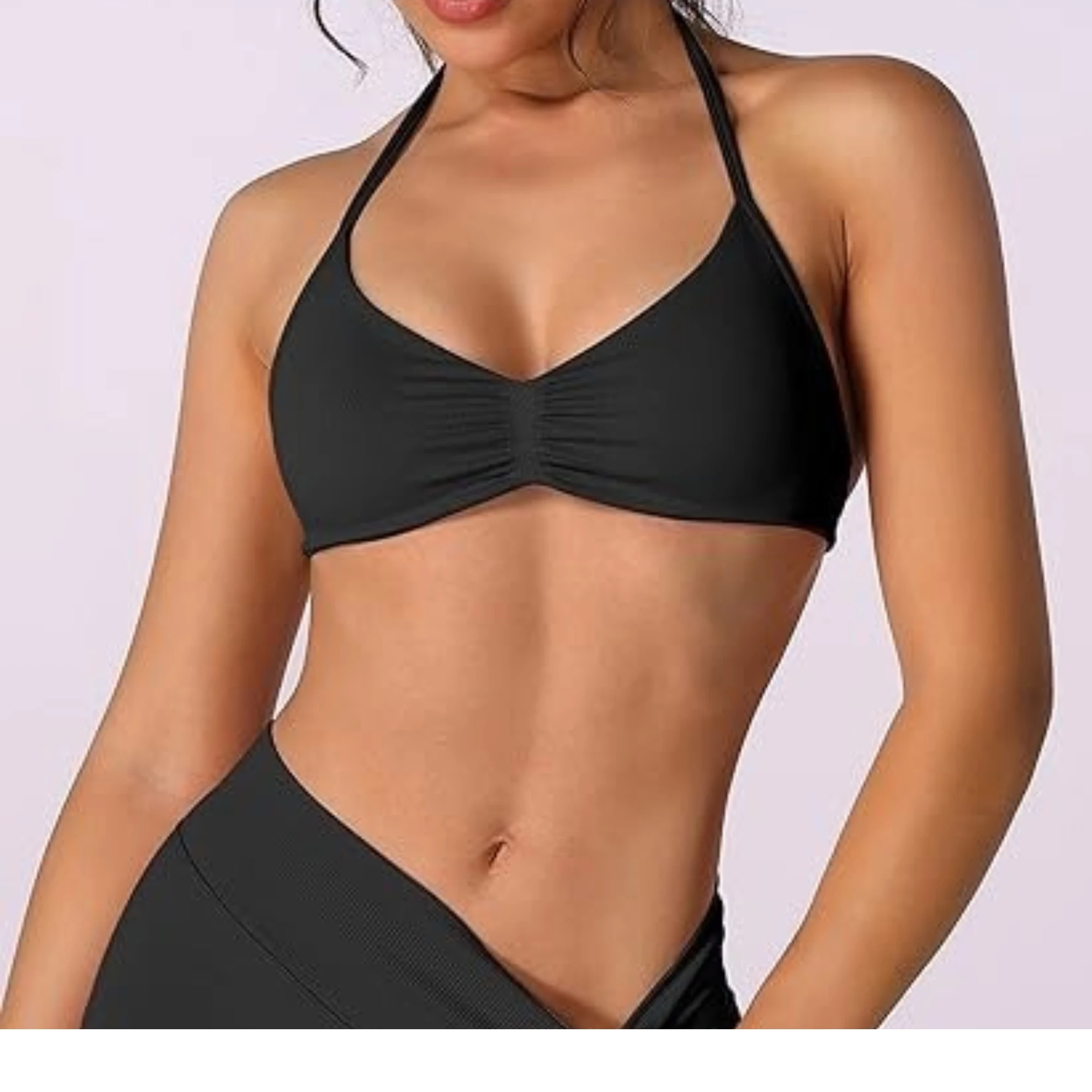 Strappy Bra Top Women High Support Thin Strap Halter Sport Seamless Bras Scrunch Workout Yoga Tank Best Sellers In Women's Clothing