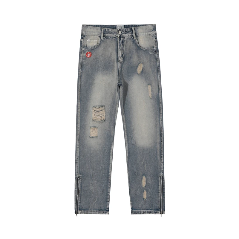 

LIFE CAVEMPT C.E Jeans Men Women 1:1 Vintage High Density Ripped CAVEMPT C.E Denim Trousers