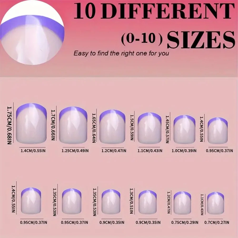 240pcs 손톱에 짧은 사각형 프레스 12 크기 혼합 색상 밝은 파스텔 클래식 프랑스어 팁 거짓 손톱 사전 모양의 소프트 젤 네일