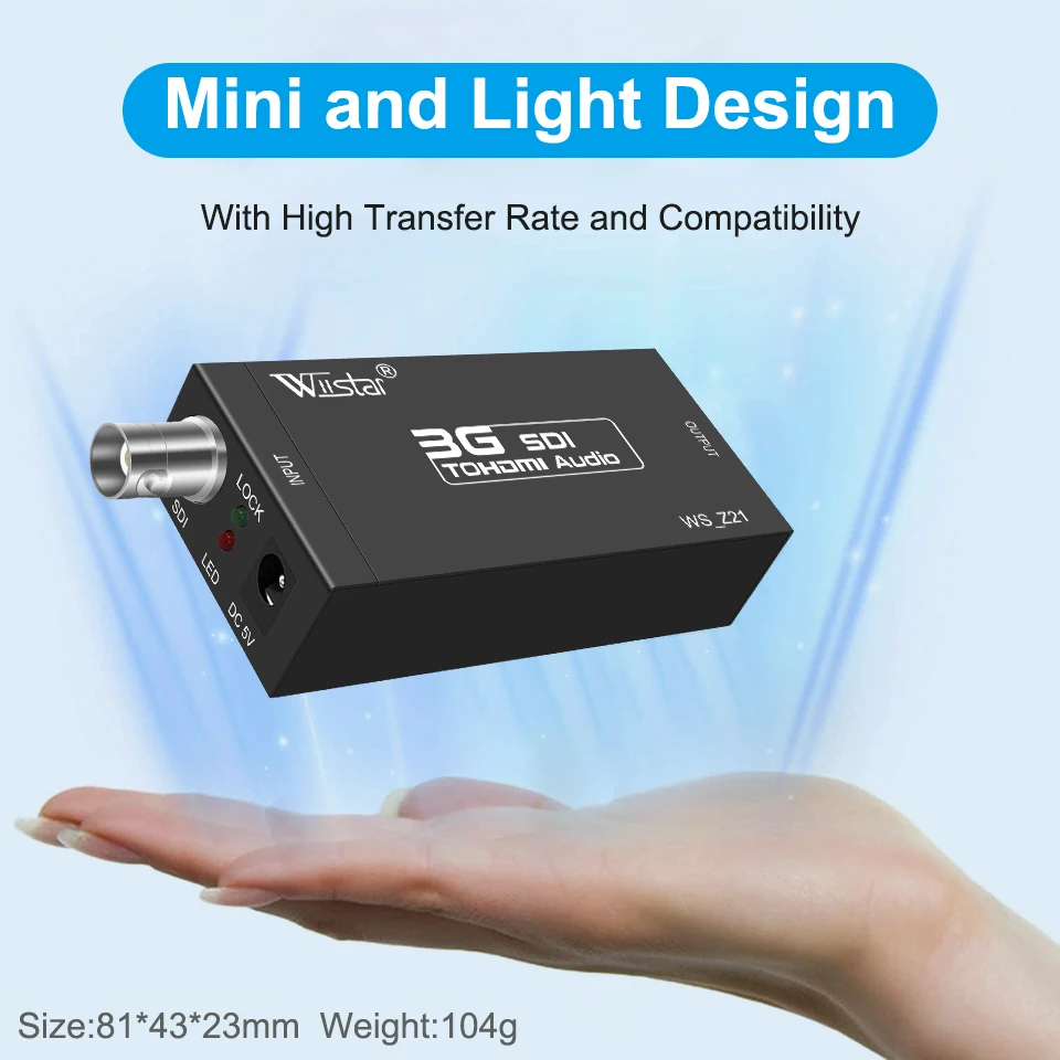 Wiistar SDI to HDMI Audio Video Converter BNC to HDMI Adapter HD 3G for Monitor HDTV
