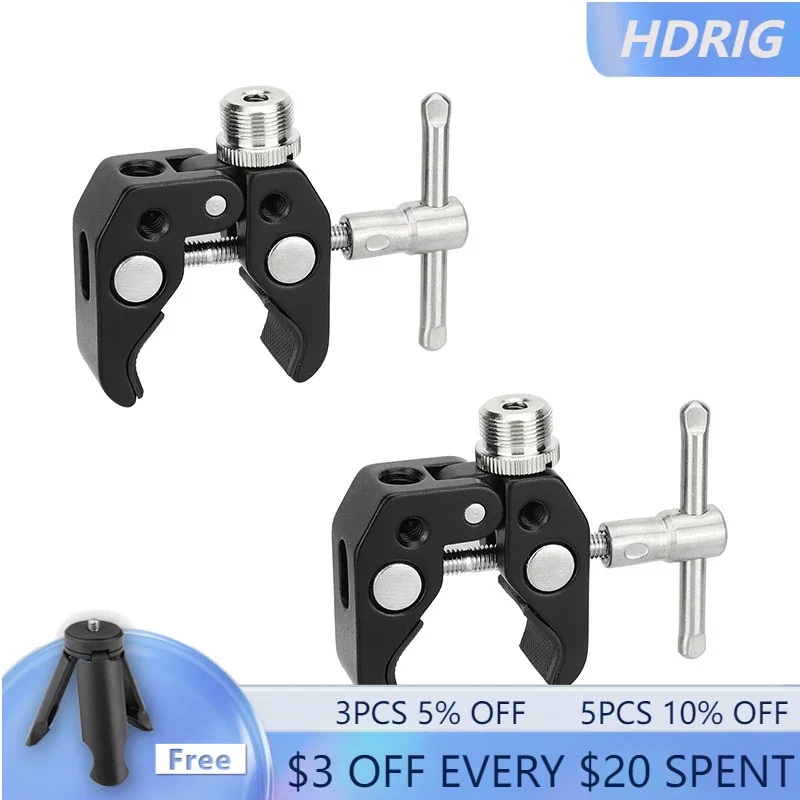 

HDRIG Super Crab Clamp with 5/8"-27 Thread Adapter for Microphones (2-Pack)