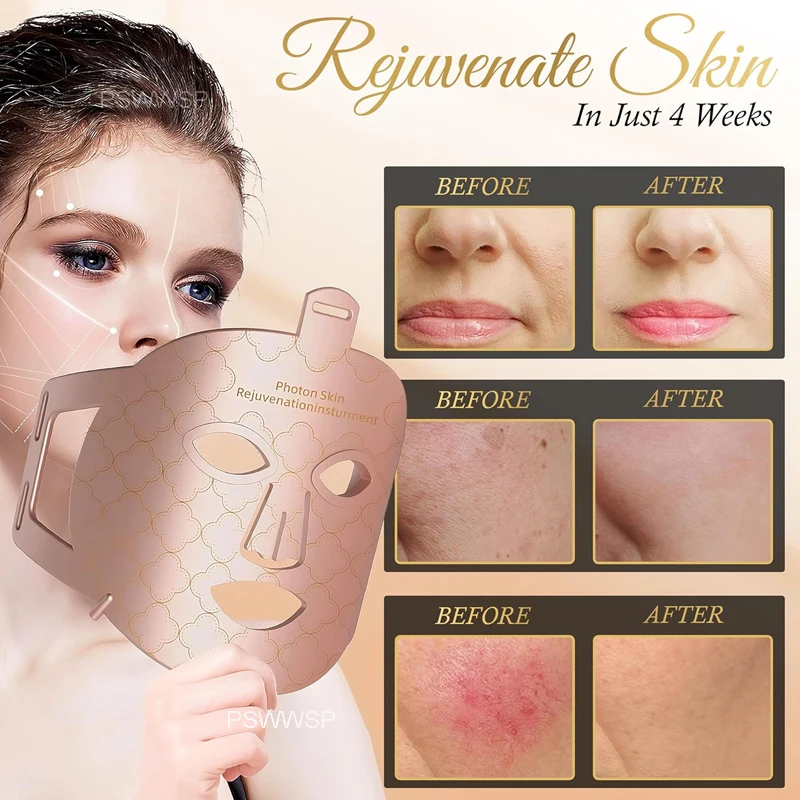 Near-Infrared 850nm Infrared Led Face Mask 7 Color Photon LED Mask Facial Acne Removal Wrinkle Reduction Red Light Therapy