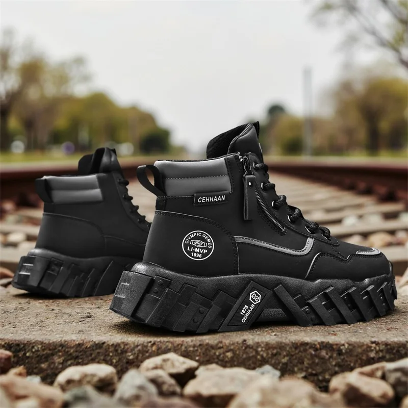 Botines altos de hombre para invierno con forro casuales_voghion.com