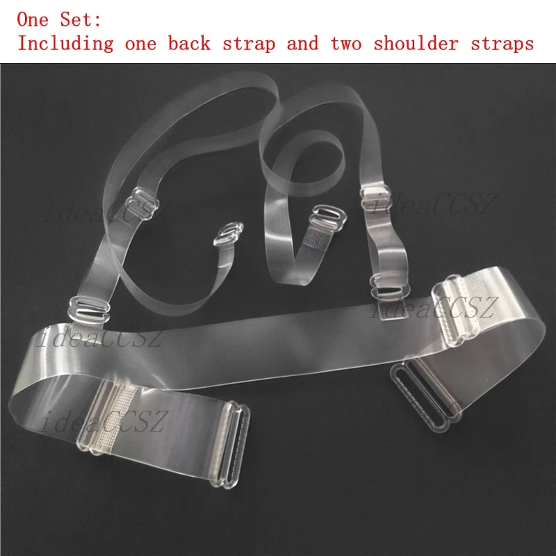 3 Pairs/Set Clear Bra Straps Transparent Invisible Detachable Adjustable Silicone Women's Elastic Back Belt for Backless Dress