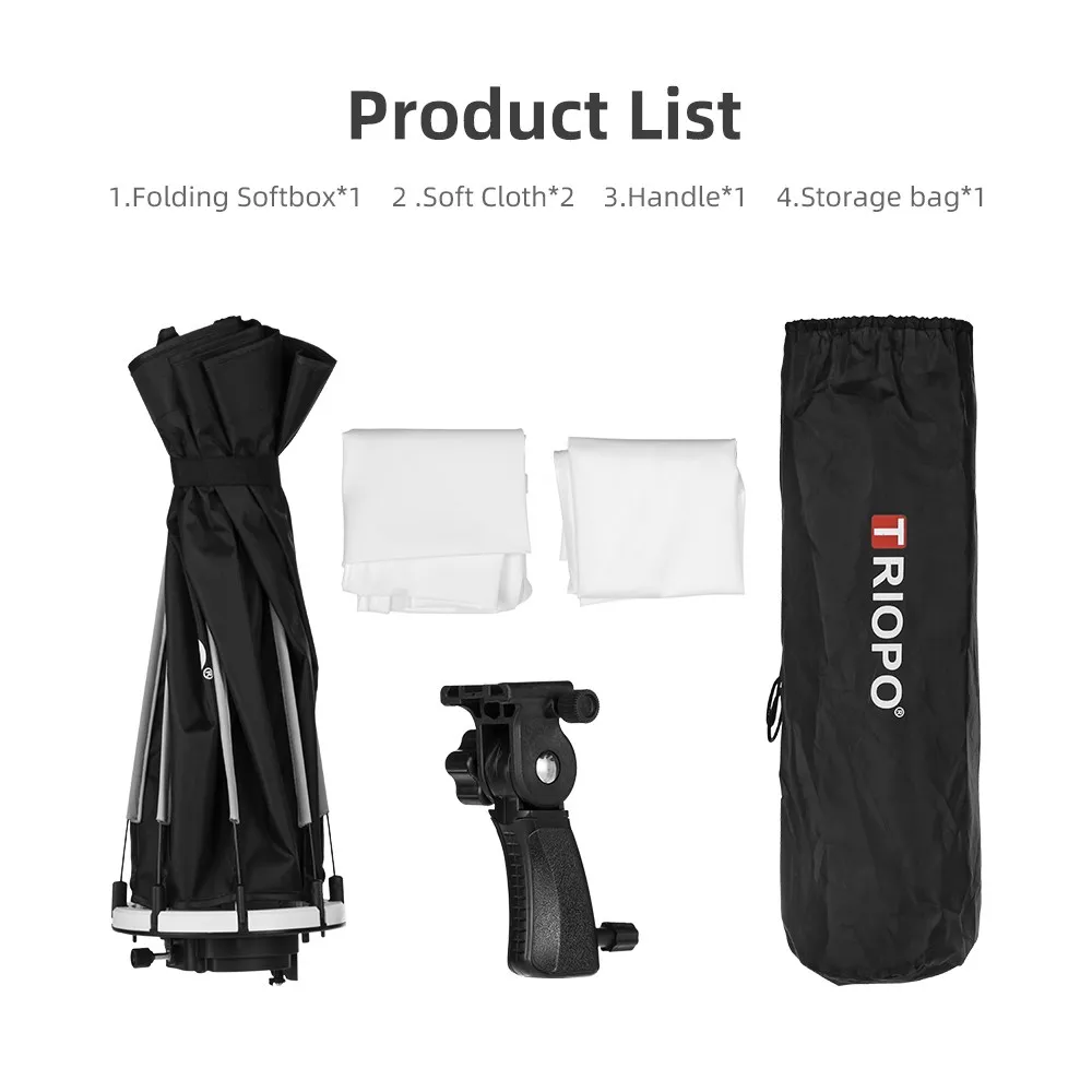Foldable Octagon Softbox with Bracket Mount and Handle for Speedlite Flash Light