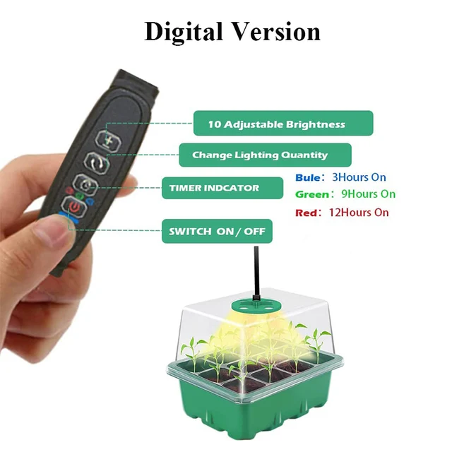 Teljes Spektrum Led Grow Fight Pottel Tálca Növényi Indító Tálcák Üvegházhatású Termesztési Lyukakkal 12 Cella Tálcánként - Image 2