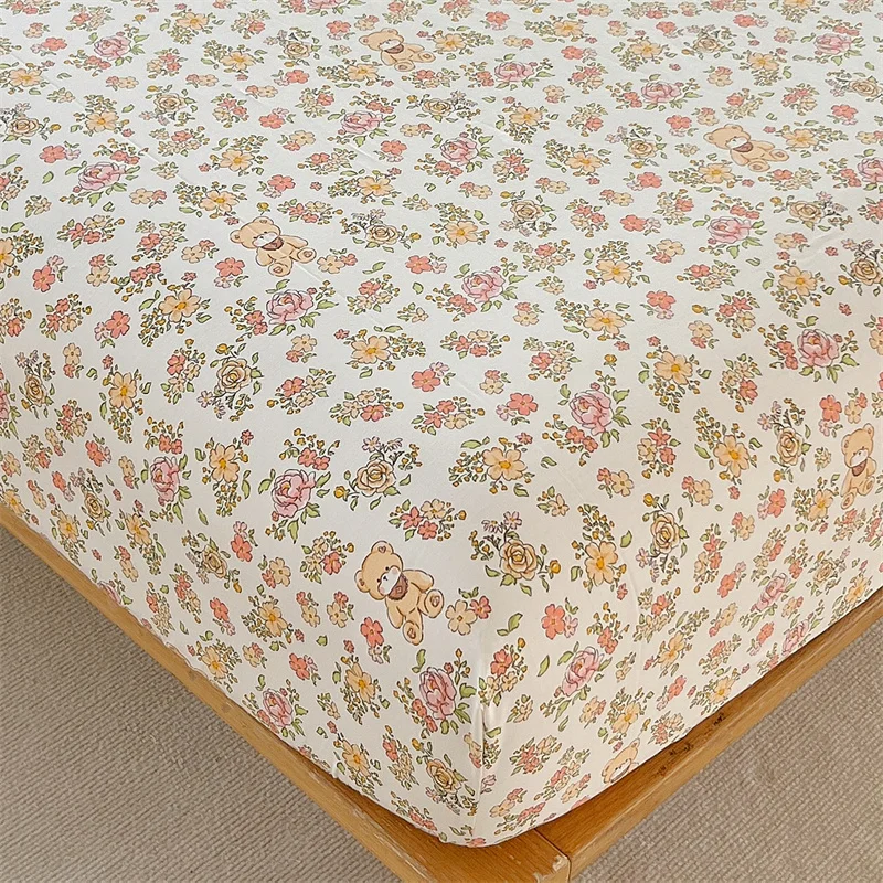 Bonenjoy 100% Cotton Bedsheet Print Fitted Sheets Bed 90/100/120/150/180/200cm Covers Home Bed Linen sabanas (No Pillowcase) 2
