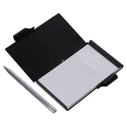 Sleek Aluminum Pocket Notebook with Pen and Refillable Pages (Black)