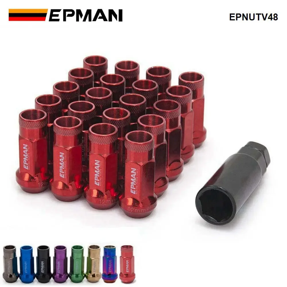 Wheel Lug Bolts,EPMAN MT V48 Auto Steel Acorn Rim Extended Open End Wheel Racing Lug Nuts With One Key M12X1.5 Or M12X1.25 20pcs EPNUTV48