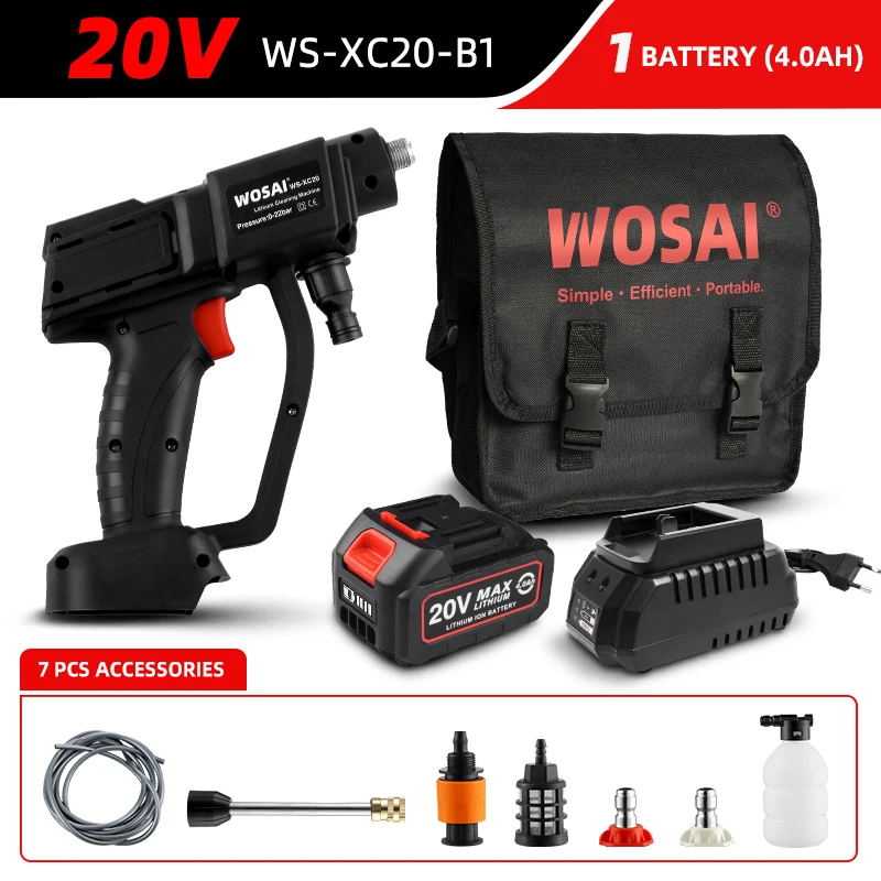 lawn clippers WOSAI 20V Electric Car Washer Gun Wireless High Pressure Cleaner Foam Multi-function Nozzle Protable Car Wash Garden Spray gauntlet gardening gloves Garden Tools