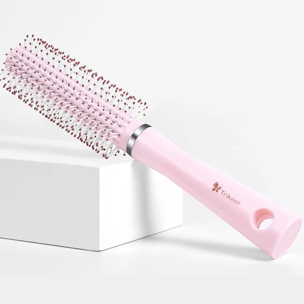 Round Hair Brush Portable for Women Roller Bangs Comb Styling Blow-drying Pink Curling Short and Women's