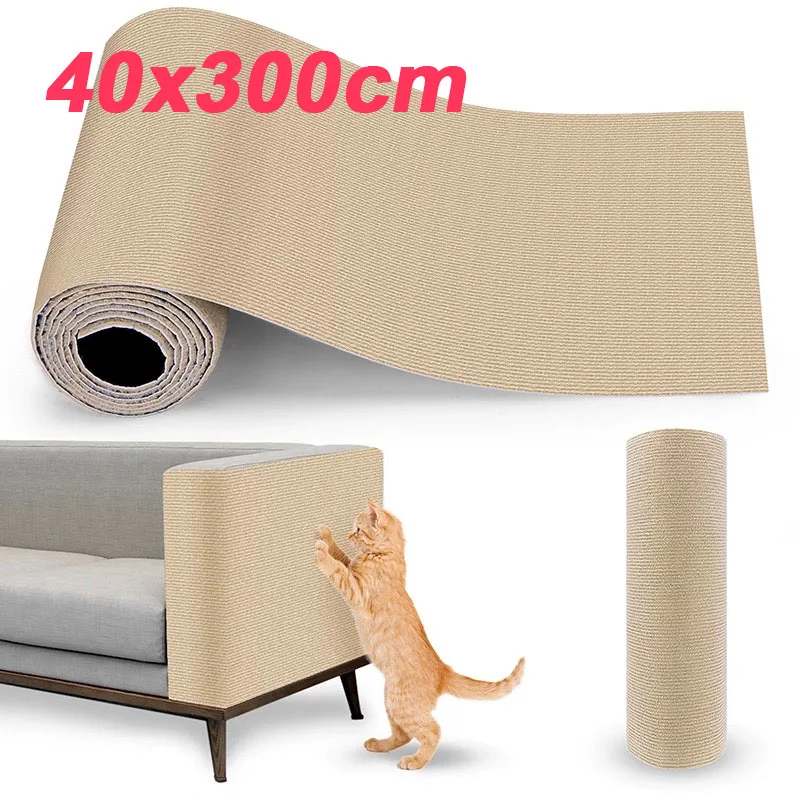 Protector de sofá rascador para gatos de 40x300cm, almohadilla rascadora para gatos, protección de tablero, alfombra autoadhesiva recortable, estera rascadora para gatos DIY