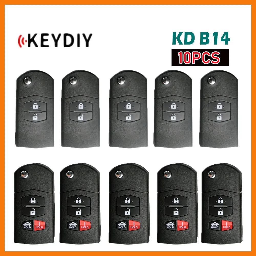 

Универсальный дистанционный ключ KEYDIY KD B14, брелок с 4 кнопками для автомобиля Mazda, стильный Автомобильный ключ для телефона, мини-программатор KD900 KD, 10 шт.