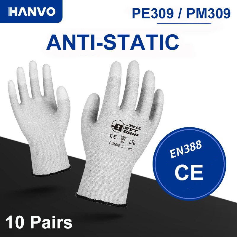 

10 Pairs Anti static Glove PC computer ESD Safe universal work Gloves Electronic Anti skid for Finger protection