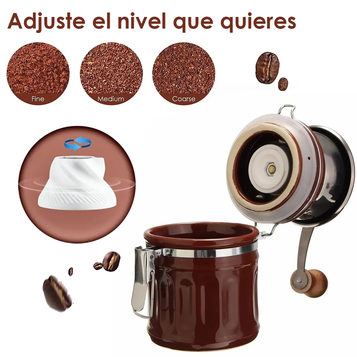 Manual Coffee Grinder Capacity Conical BurrInternal Adjustable Setting Ceramic Cup & Grinding Core French Press Coffee for Gift 2