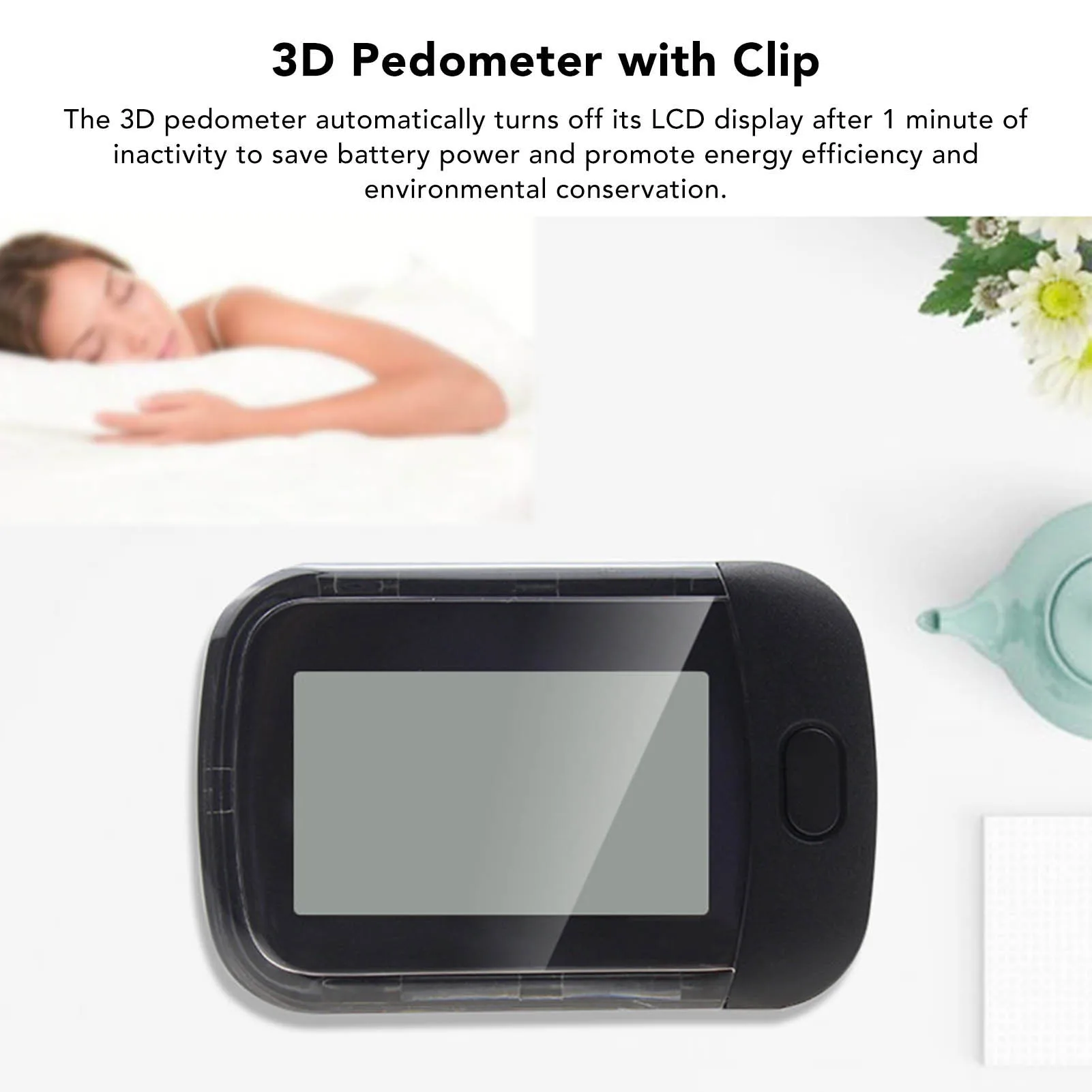 Simple Step Counter Walking 3D Pedometer with Clip Lanyard Accurate 360 Degree Sensor 10 Step Error Correction 3D Pedometer